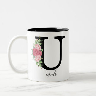 Elegant Blommigt Personlig Monogram kaffe Mugg U