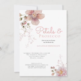 Elegant Blommigt Petals och Prosecco Möhippa Inbjudningar