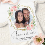 Elegant  Blommigt Photo Bröllop spara datum Magnet<br><div class="desc">Elegant  Blommigt Photo Bröllop spara datum Magnet</div>