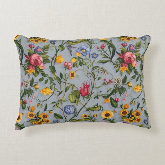 "Elegant Blommigt Pillow, Anpassningsbar Skriv ut  Prydnadskudde (Framsidan)