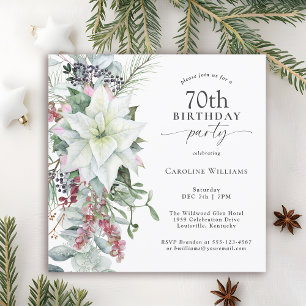 Elegant Blommigt Poinsettia 70:e födelsedagen i de Inbjudningar