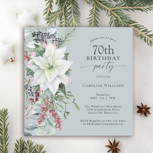 Elegant Blommigt Poinsettia 70:e födelsedagen i de Inbjudningar