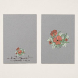 Elegant Blommigt Poppy Earring Necklace Kraft Visitkort