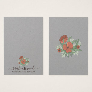 Elegant Blommigt Poppy Earring Necklace Kraft Visitkort
