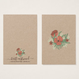 Elegant Blommigt Poppy Earring Necklace Kraft Visitkort