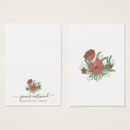 Elegant Blommigt Poppy Earring Necklace Visning Ca Visitkort