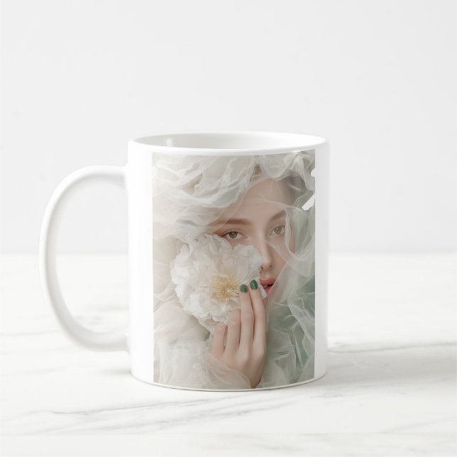 Elegant Blommigt Porträtt Kaffemugg (Vänster)