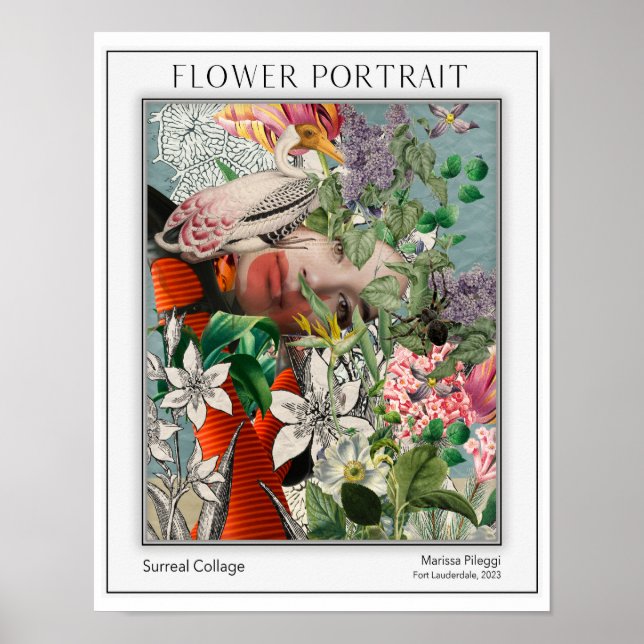 Elegant Blommigt Porträtt Poster (Framsidan)