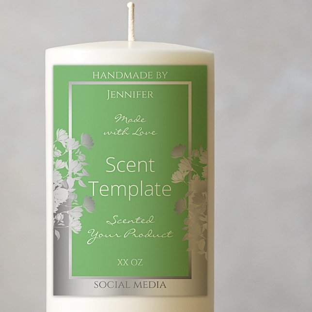 Elegant Blommigt Product Label Sage Grönt och Silv Mat Etikett (Skapare uppladdad)