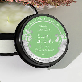 Elegant Blommigt Product Label Sage Grönt och Silv Runt Klistermärke