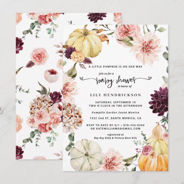 Elegant Blommigt Pumpkin | Höstbabystövel (Fram/baksida)