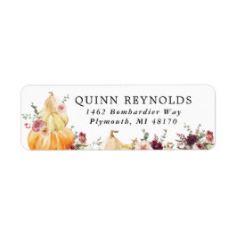 Elegant Blommigt Pumpkin | Returadressetikett Returadress Etikett