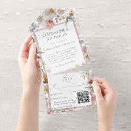 Elegant Blommigt QR-kod Bröllop