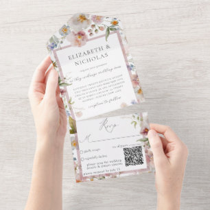 Elegant Blommigt QR-kod Bröllop