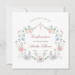 Elegant Blommigt Ram Bekräftelsekvadratim Inbjudningar