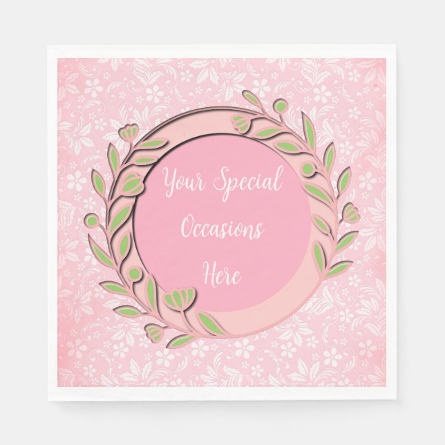 Elegant Blommigt Ram: för varje Tillfälle Pappersservett (Framsidan)