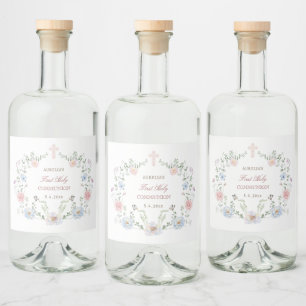 Elegant Blommigt Ram Första kommissionen Spritflaskor Etikett