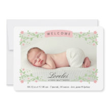 Elegant Blommigt Ram Rosa Flicka Fotofödelse vid