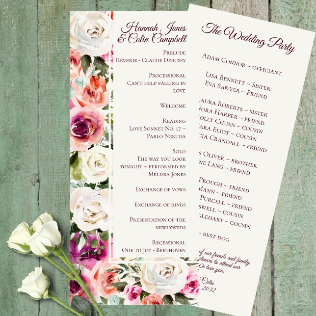 Elegant Blommigt Ram Rosa  Lila Peach White Program (Skapare uppladdad)