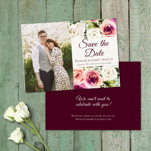 Elegant Blommigt Ram Rosa Lila Peach White Spara Datumet