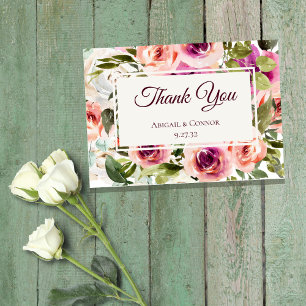Elegant Blommigt Ram Rosa Lila Peach White Tack Kort