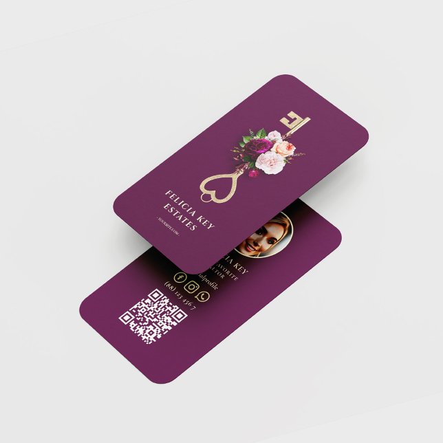 Elegant Blommigt Realtor Real Gods Agent Visitkort (Skapare uppladdad)