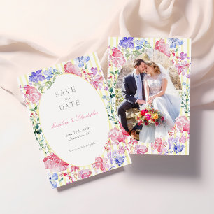 Elegant Blommigt Recue Photo Bröllop Spara Datumet