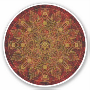 Elegant Blommigt Red, Black & Guld Mandala Klistermärken
