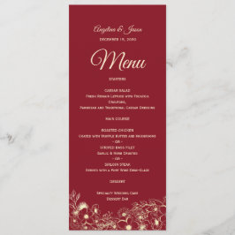 Elegant Blommigt Red Bröllop Menu Meny