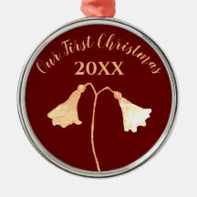 Elegant Blommigt Red Guld Romantic Första jul