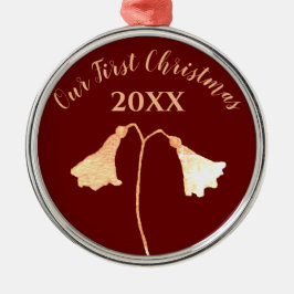 Elegant Blommigt Red Guld Romantic Första jul Julgransprydnad Metall