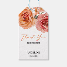 Elegant Blommigt Red Orange Ro Birthday Tack Presentetikett