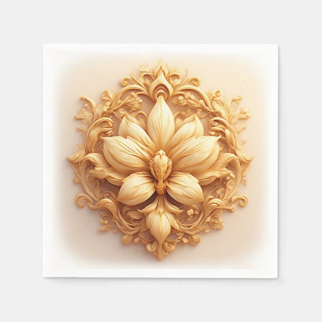 Elegant Blommigt Relief Design med Ornate-informat Pappersservett (Framsidan)