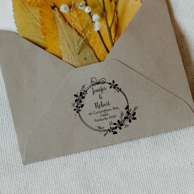 Elegant Blommigt Returadress par Stämpel (Skapare uppladdad)