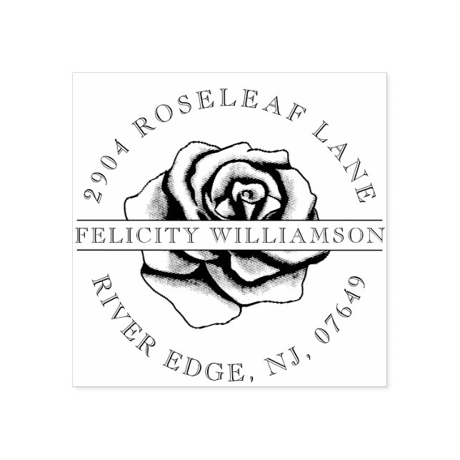 Elegant Blommigt Ro Blommar Flower Vapensköld Adre Stämpel (Tryck)