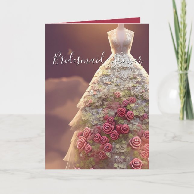 Elegant Blommigt Ro Dress Möhippa Card Kort (Framsida)