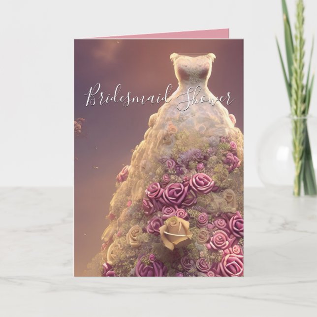 Elegant Blommigt Ro Dress Möhippa Card Kort (Framsida)