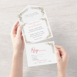 Elegant Blommigt Ro Enkelskript Bröllop