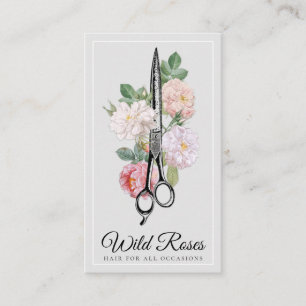 Elegant Blommigt Ro Hairstylist Light Grått Visitkort