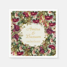 Elegant Blommigt Ro Islamiska Bröllop Pappersservett