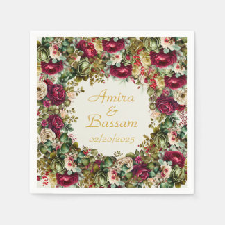Elegant Blommigt Ro Islamiska Bröllop Pappersservett