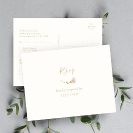 Elegant Blommigt Ro & Ivory OSA Response Postcard Vykort