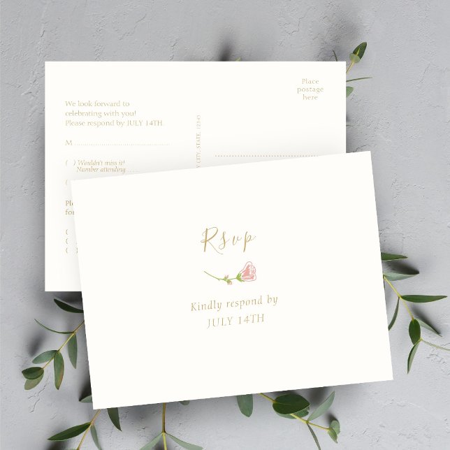 Elegant Blommigt Ro & Ivory OSA Response Postcard Vykort (Skapare uppladdad)
