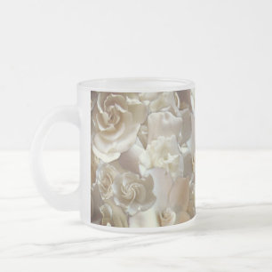 Elegant Blommigt Ro Petal Mönster Frostad Glasmugg
