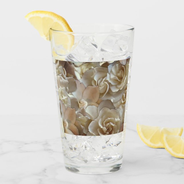 Elegant Blommigt Ro Petal Mönster Glaskopp (Framsida Ice)