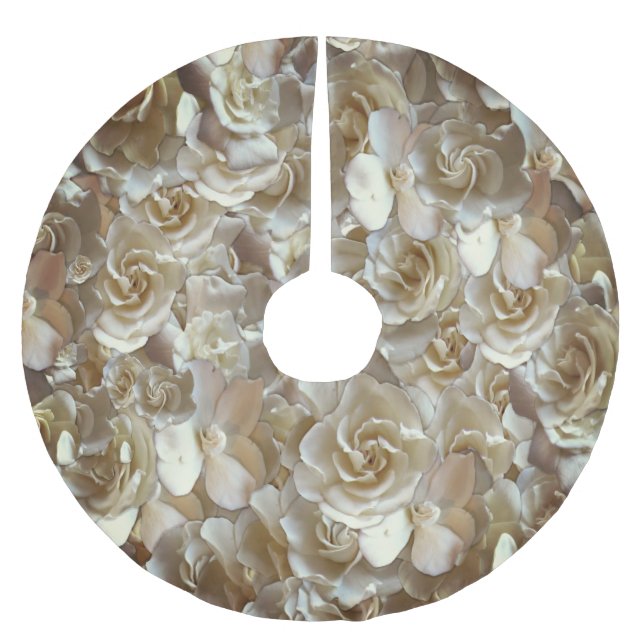 Elegant Blommigt Ro Petal Mönster Julgransmatta Borstad Polyester (Framsidan)