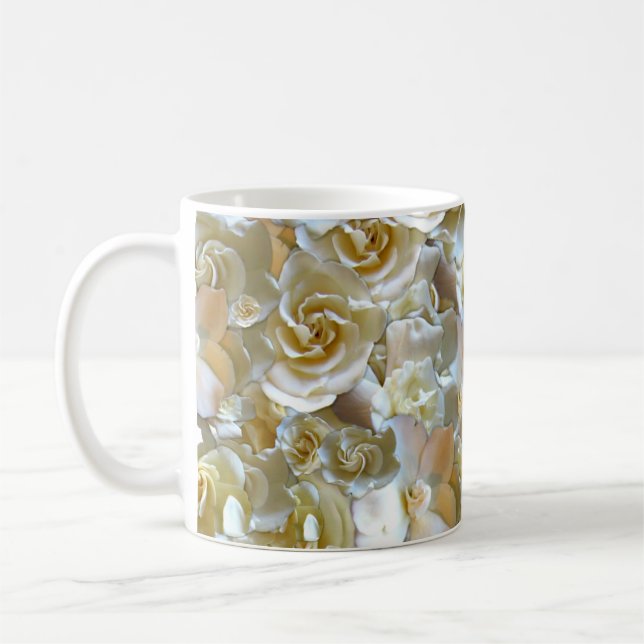 Elegant Blommigt Ro Petal Mönster Kaffemugg (Vänster)