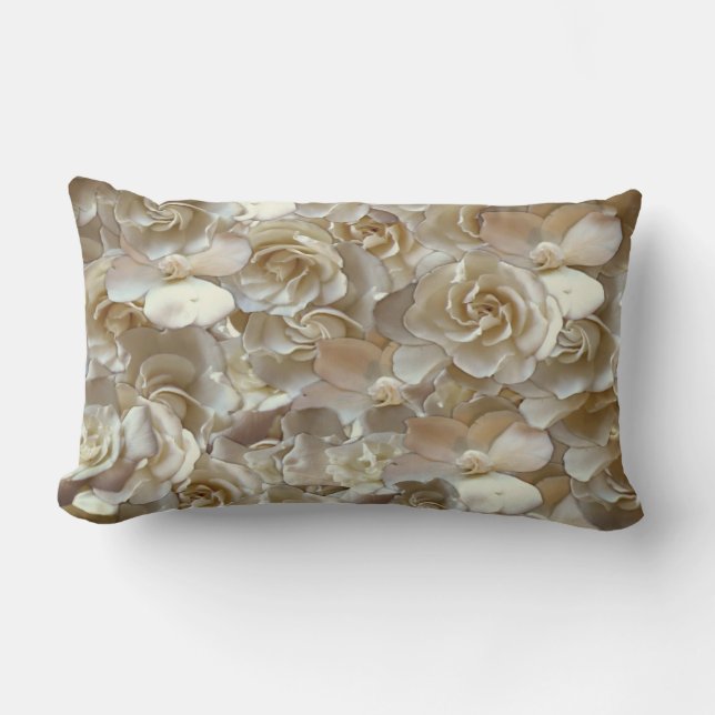 Elegant Blommigt Ro Petal Mönster Lumbarkudde (Framsida)