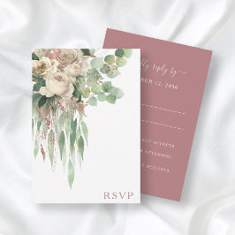 Elegant Blommigt Ro Rosa Bröllop OSA Kort