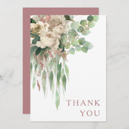 Elegant Blommigt Ro Rosa Bröllop Tack Kort